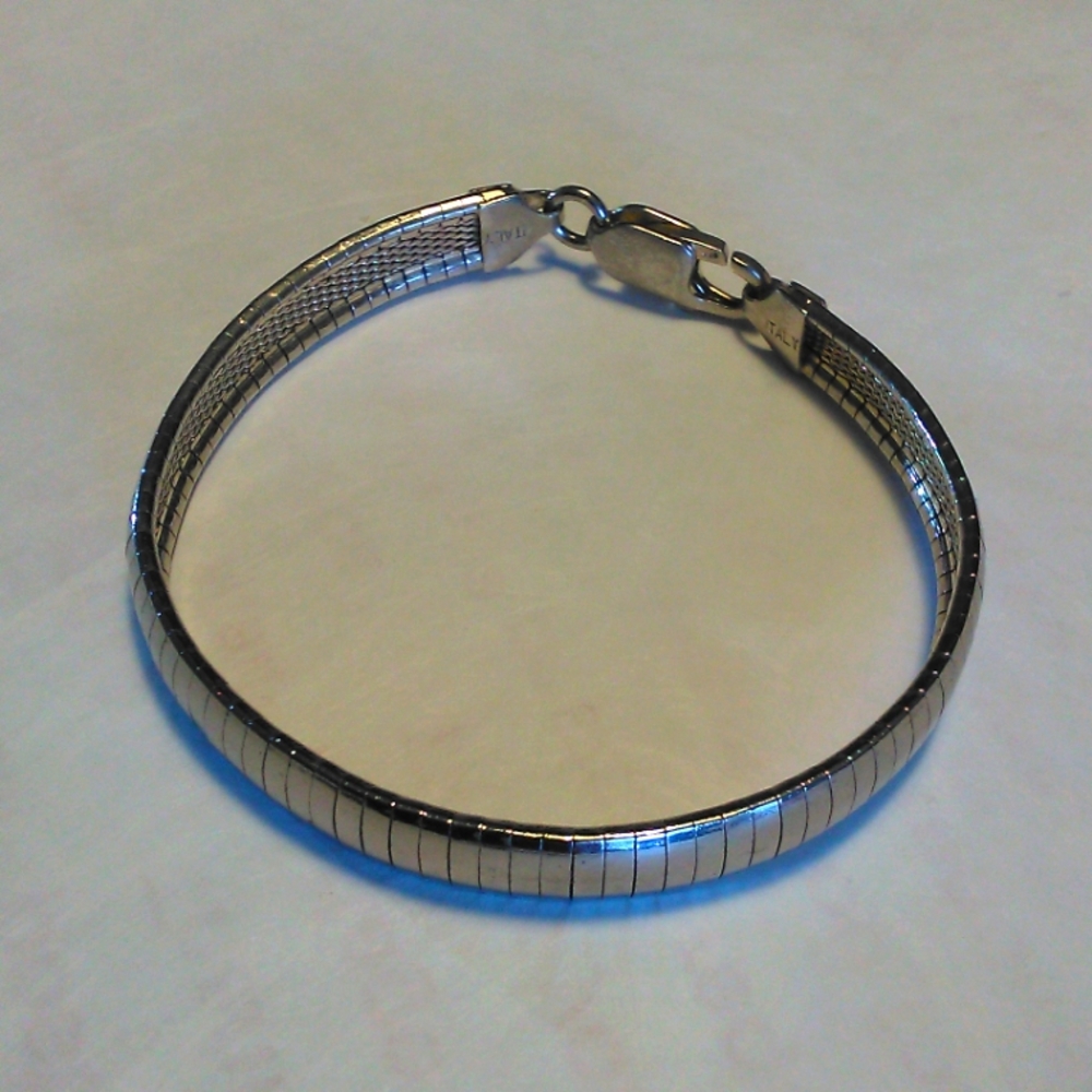VINTAGE OMEGA 925 ITALY STERLING SILVER BRACELET W/ LOBSTER CLAW 7" W / CLAW